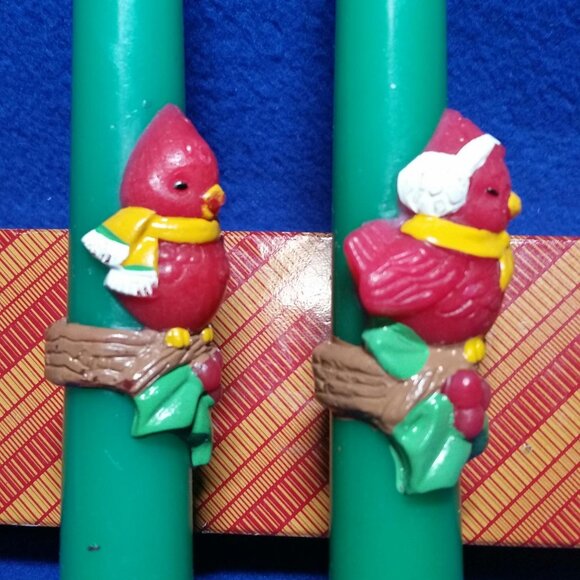 Vintage Avon 1987 Christmas Cardinal 10" Taper Candles Collectibles Set of 2 - Picture 5 of 10